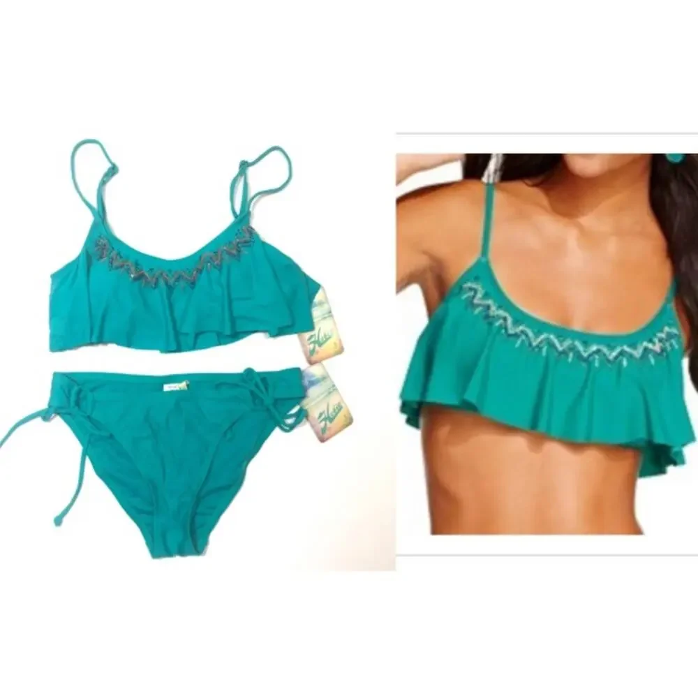 Hobie Embellished blue green teal 2piece swimsuit
